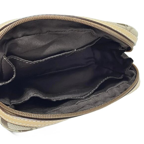COACH Signature - Khaki Light Brown Jacquard Leather Pouch - Picture 5 of 5